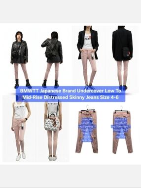 Japanese Brand Undercover Low To Mid-Rise Distressed Skinny Jeans Size 4-6